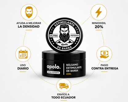 Bálsamo para Crecimiento de Barba Ultra Potente con Minoxidil 20% | 80mL